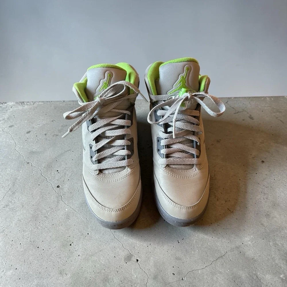 Nike Air Jordan 5 Retro‎ Green Bean Size 6.5Y Silver Grey Green
